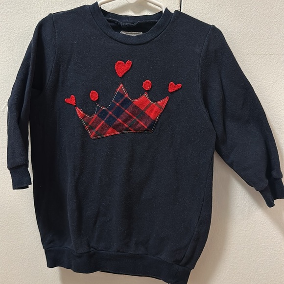 Blue Il Gufo set with red hearts + crown embroidery - Sweatshirt leggings 2T/2A
